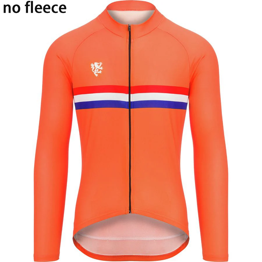 long sleeve Мужская зимняя одежда из флиса с длинным рукавом и без флиса, одежда для велоспорта красного, черного, синего, оранжевого, серого цвета - Цвет: long sleeve