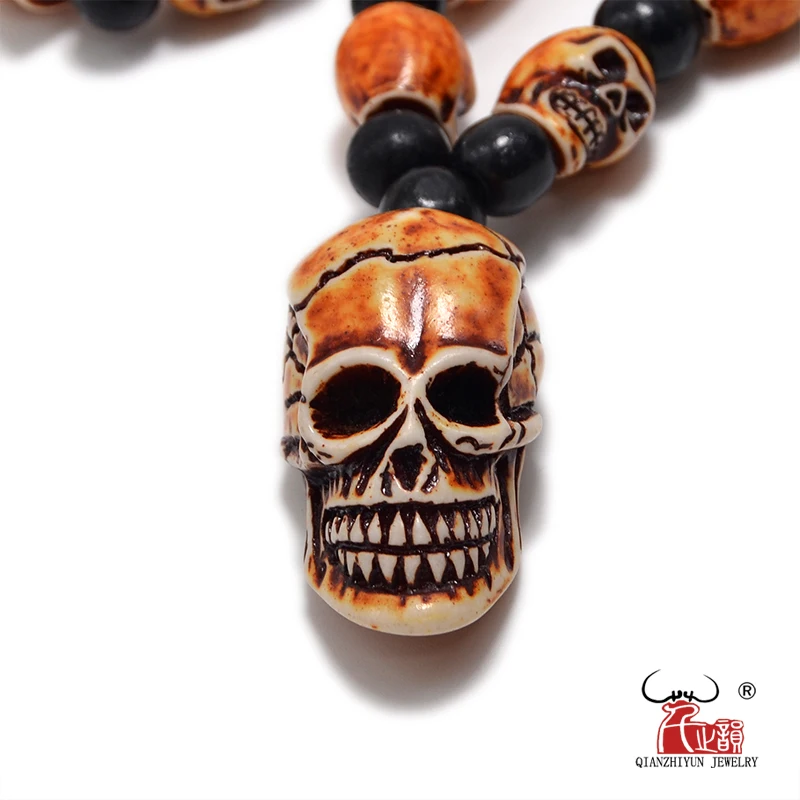 Имитация кости яка ожерелье череп шарик струна Хэллоуин ювелирные изделия для мужчин Панк крутое ожерелье