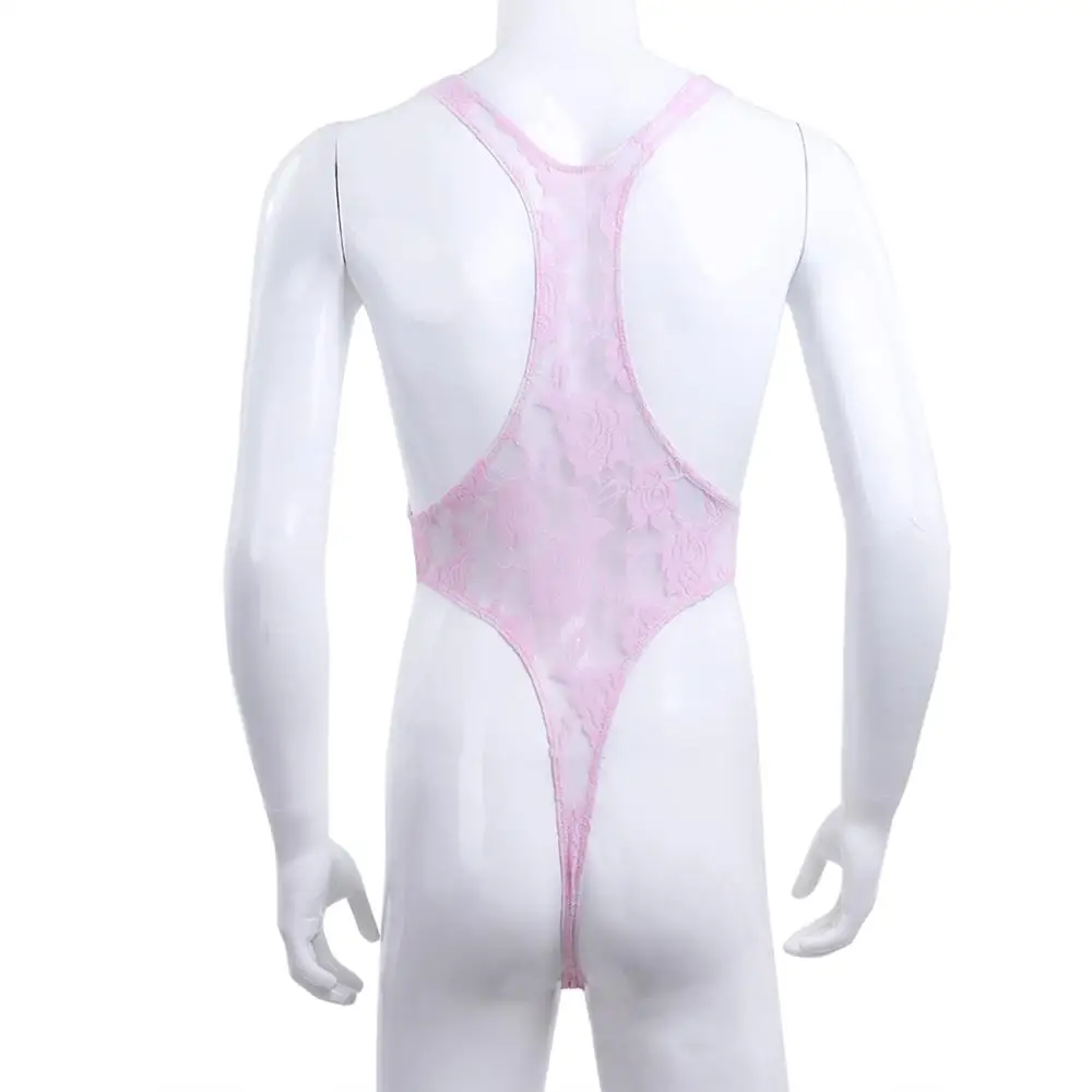 MSemis сексуальное мужское нижнее белье цельное цветочное кружево полупрозрачное