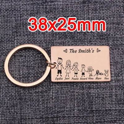 38X25mm-Rose gold Индивидуальный брелок с именем, персонализированные Семейные брелки с надписью «Love Dad Mom», подарок для родителей, детей, домашних животных, семейные брелки на любом языке, Porte Clef - Цвет: 38X25mm-Rose gold
