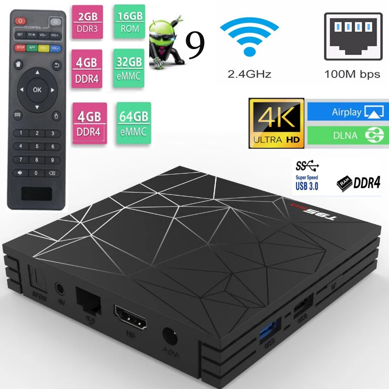T95 max 20pcs 4G/32G 4G/64G Smart Android 8.1 TV BOX 2.4G WiFi USB3.0 HDR+ Media player | Электроника