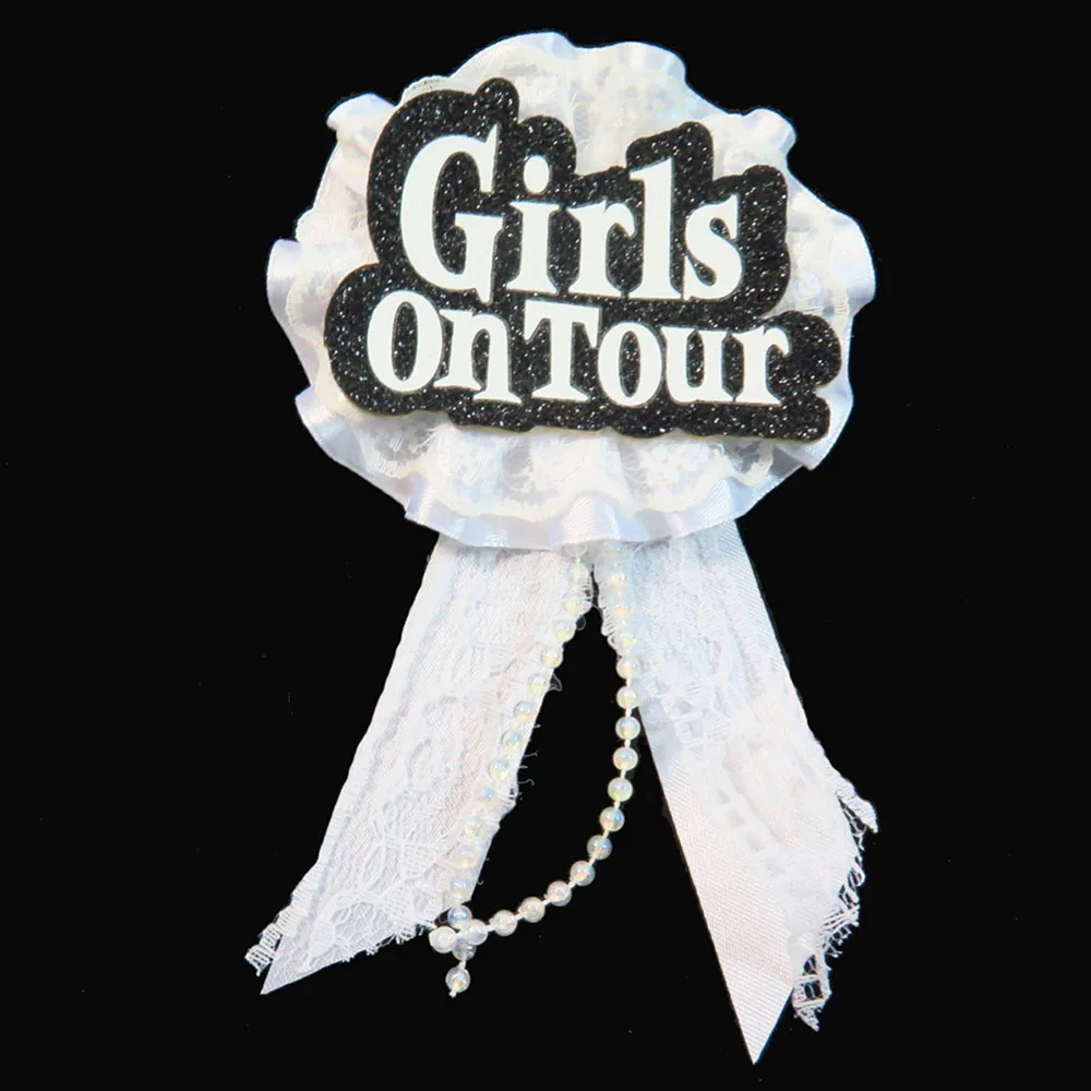 WWBLGirlsontour Значок для девушки на день рождения, белое кружево, белая лента, брошь, свадебное событие, с днем рождения, невеста, чтобы быть девочками, на вечеринке, девичник, пуговица - Цвет: WWBLGirlsontour