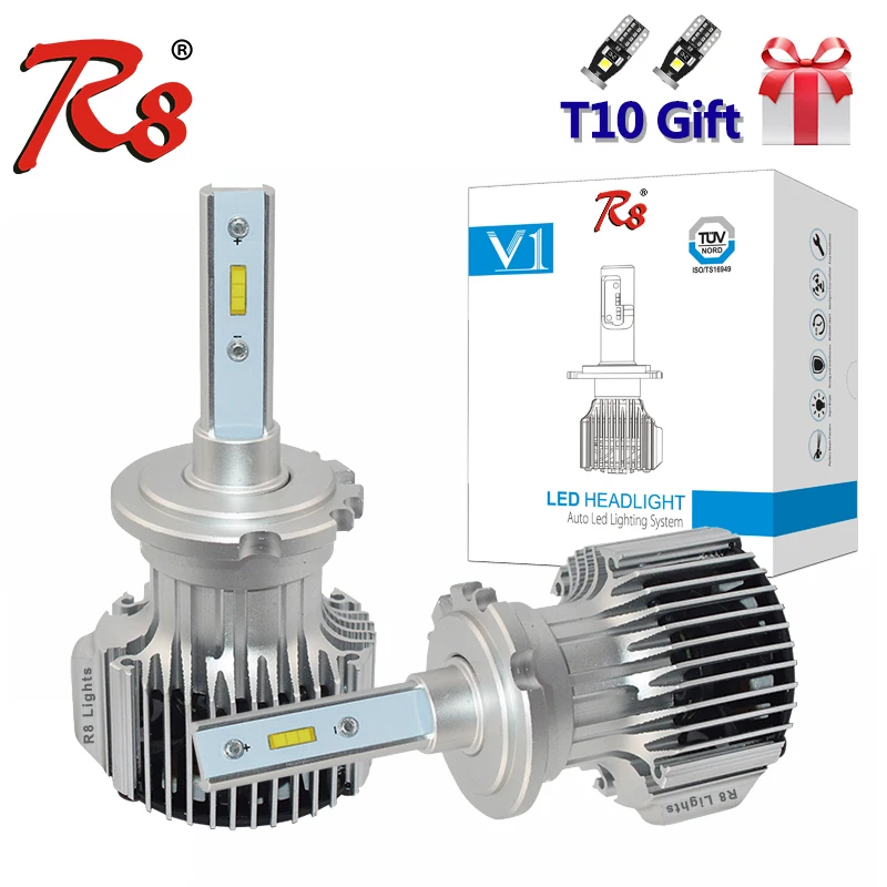 

R8 V1 Series 72W 8000LM D1 D2 D2S D2R D3 D4 H4 H7 H8 H11 HB3 HB4 5202 LED Headlight Bulbs 6000K White For Head Lamp Fan Cooling