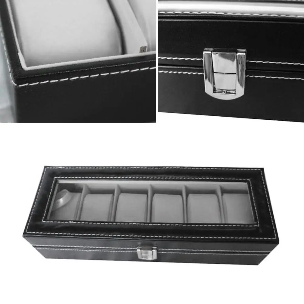 Коробка для хранения часов с 6 ячейками в сетку, чехол для часов из алюминия, органайзер для украшений