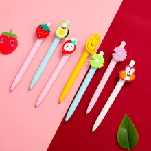 1 Pcs Kawaii Press Gel Pen 0.5mm Black Blue Ink Student Writing Signature Pens Cute Girl Gift Stationery School Office Supply Pens