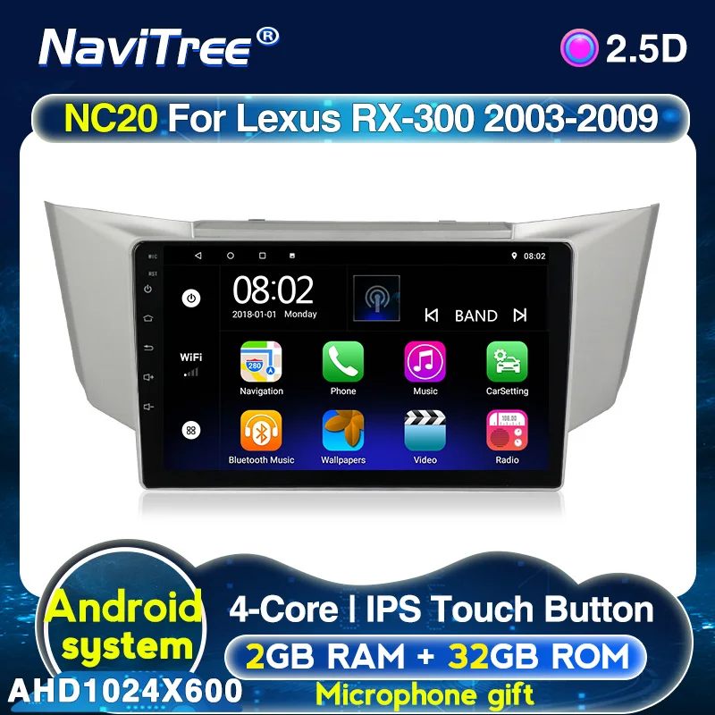 Четырехъядерная Автомобильная Мультимедийная система Android 10 для Lexus RX300 RX330 RX350