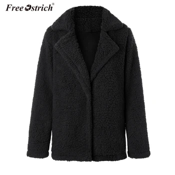 

Free Ostrich 2019 Autumn Winter Women Warm Long Sleeve Fleece Jackets Turn-down Collar Solid Oversize Outwear N30