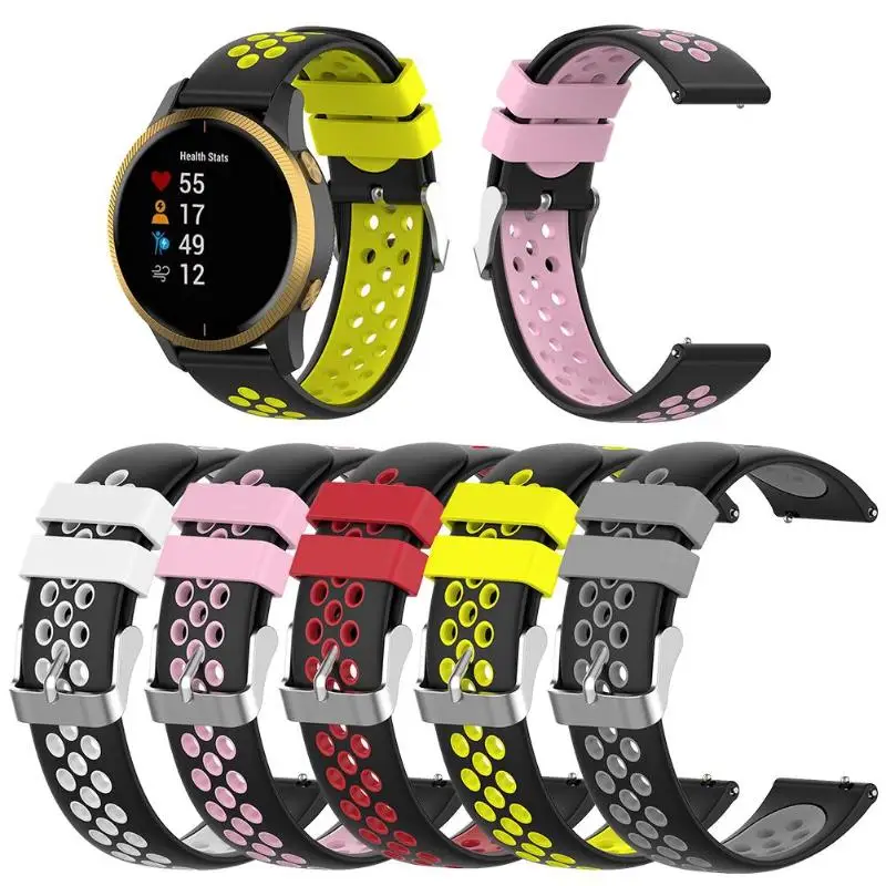 

Wrist Strap 20mm Silicone Dual Color Adjustable Buckle Smart Watch Band Replacement for Garmin Venu Free Size
