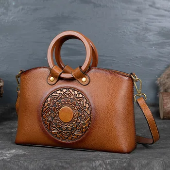 

Small square bag 2020 new women's handbag first layer cowhide retro single shoulder diagonal bag female