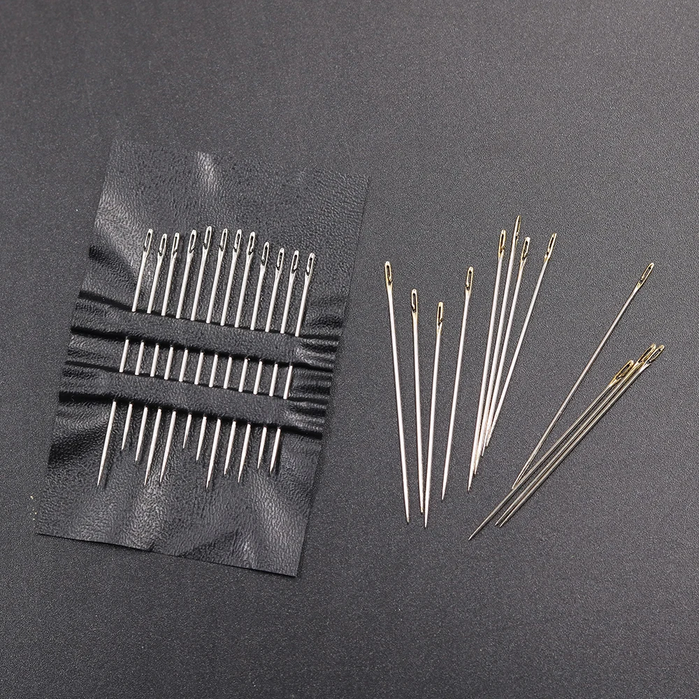 12pcs Self Threading Needles for Hand Sewing Easy Thread Needles with  Wooden Needle Case - AliExpress