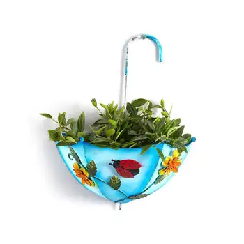 

Flower Pot Wall Mounted Outdoor Garden Detachable Iron Art Patio Easy Install Balcony Umbrella Shape Multifunction Office