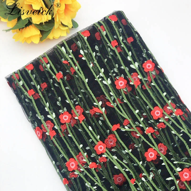 Маленькая Цветочная вышивка сетчатая Тюлевая кружевная ткань сетчатый материал для девочек одежда женское платье юбка Материал DIY аксессуары