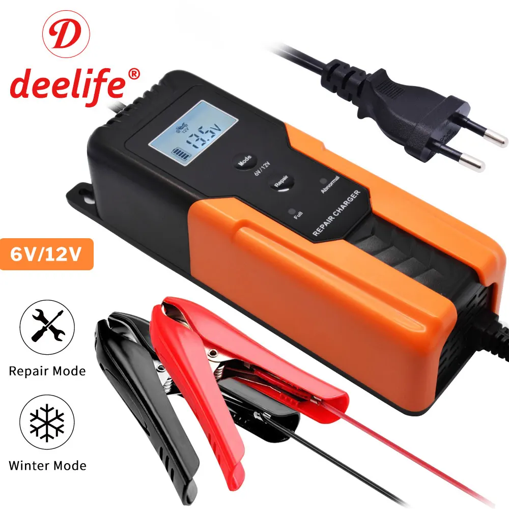 

Deelife Motorcycle Car Battery Charger 12V 6V for Toy Cars Smart Pulse Repair Auto Maintainer Full Automatic Trickle Charging