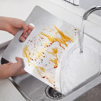 

Stainless Steel Cutting Board Kneading Mat Mildew Antibacterial Household Fruit Food Supplement Board Cutting Board Kitchen 30E