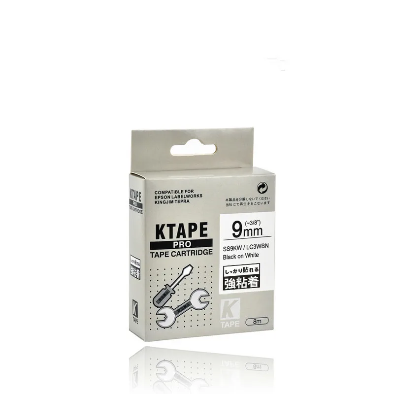9mm 화이트 블랙 SD9K 호환 엡손 KingJim 라벨 프린터 LC-3BWV 라미네이트 라벨 테이프 리본 LC3BWV LW-300 400