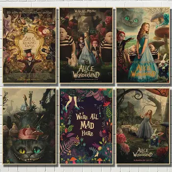 

Wonderland Movie Retro Art Poster Kraft paper Brown Bar living room Posters