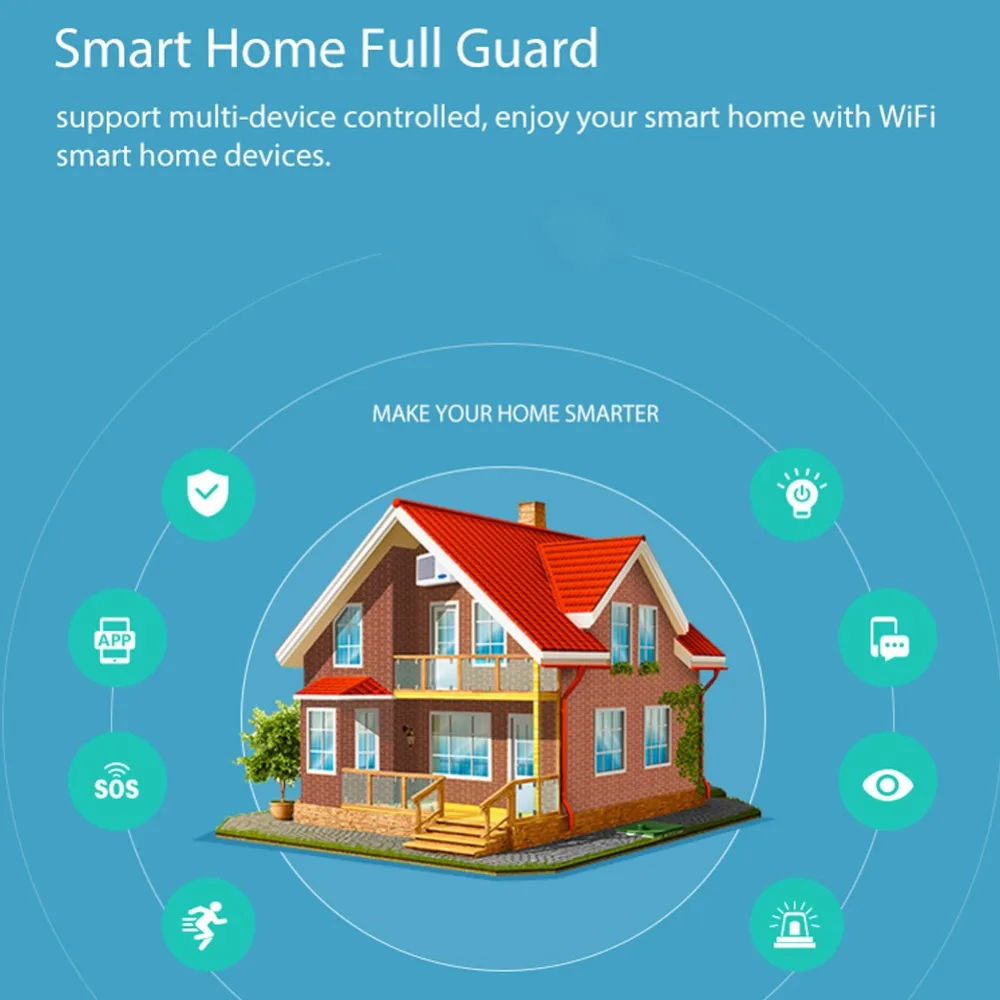 Умный беспроводной Wi-Fi детектор дыма датчик питания батареи через iOS Android приложение уведомления