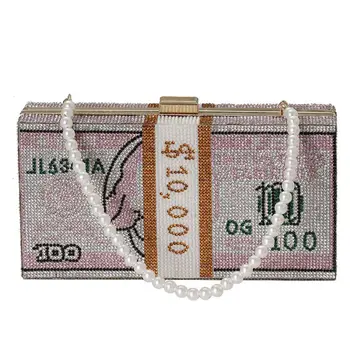 

Stack of Cash Crystals Women Money Evening Clutch Bags