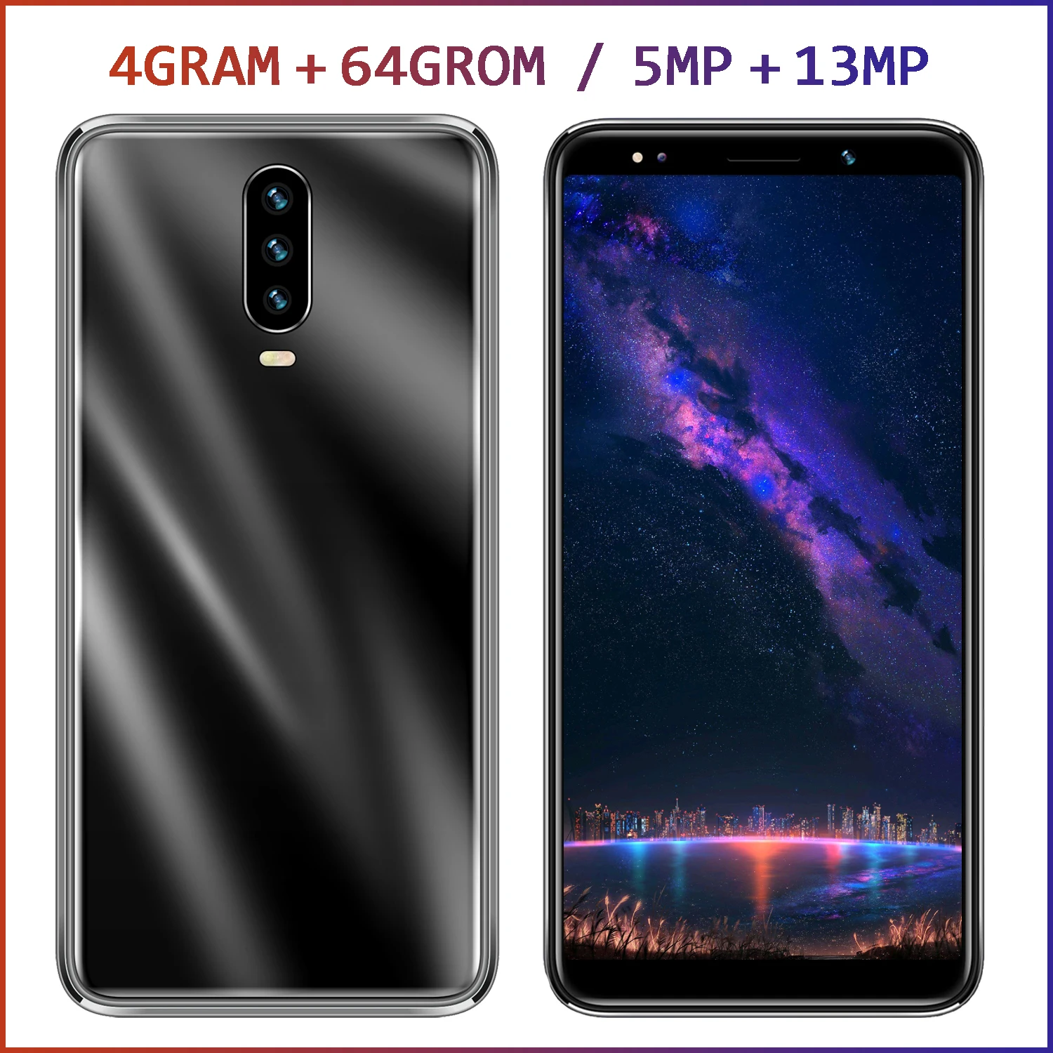 Смартфон MTK на Android 4 Гб ОЗУ 64 ПЗУ Note8 Pro экран 5 дюйма Мп + 13 МП сканер лица мобильный