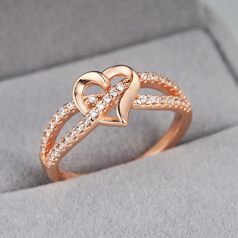 Anillos de amor de corazón infinito romántico para mujer, anillos de compromiso de boda, joyería de de cristal de accesorios de circonita, DZR026 - AliExpress Joyería y accesorios