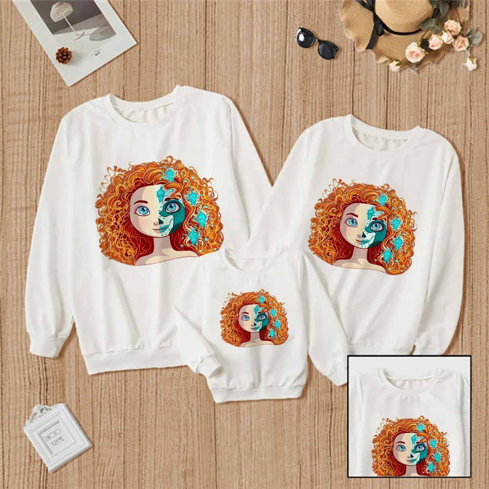 family matching outfits for wedding Merida Princess Sweatshirt Art Versatile Disney Brand Fashion Basic Pullover Unisex Creative Animation Brave Modern Hoodies son and daughter matching outfits