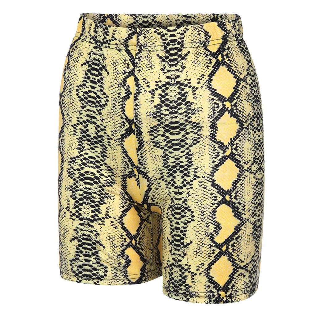 Fashion Snakeskin Print Shorts Women Summer Breathable Sports Casual Sexy Cycling Short Pants