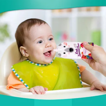 

8pcs/pack Cartoon 200ML Kids Storage Bag Breast Milk Bag Reusable Baby Food Pouch Infant Double Zipper Feeding Bags