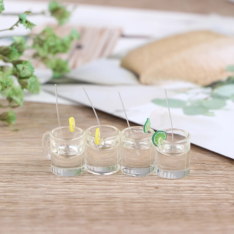 

New 1:12 Resin Dollhouse Mini Lemon Water Cup Miniature Dollhouse Furniture Accessories Cups Toy Mini Decoration Gifts 2Pcs