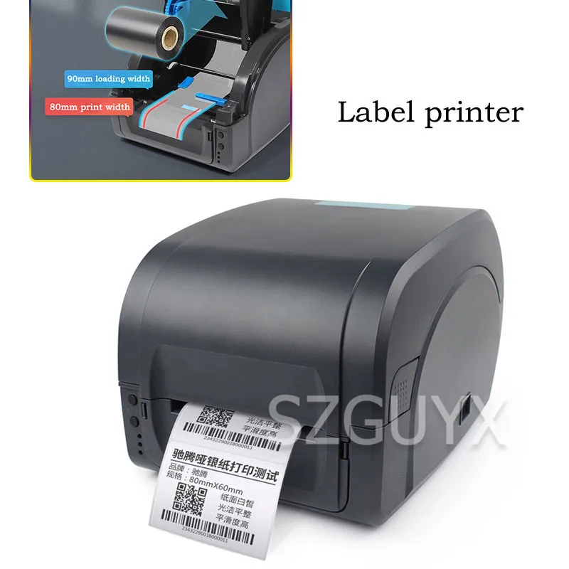 

Commercial self-adhesive thermal transfer label printer Multifunctional coated paper matte silver paper ribbon barcode printer