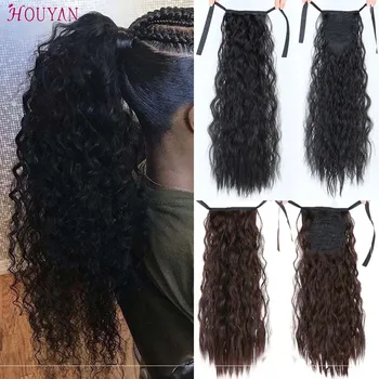 

HOUYAN Women Girl Synthetic Drawstring Corn Long Afro Kinky Curly wave Pony Tail Extensions Wigs