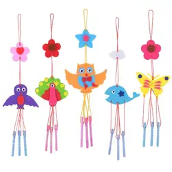 Carillons éoliens Non tissés faits à la main pour enfants, paquet de matériel, ornements mignons de dessin animé, petits cadeaux, 3/5 pièces 