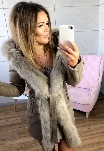 Женское пальто с меховым воротником, зимняя куртка для отдыха Parker, хлопковое пальто