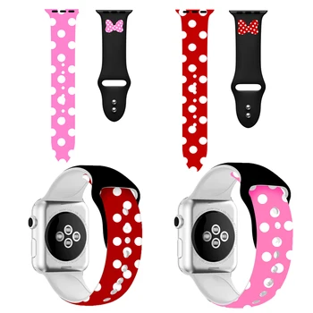 

Minnie Dot Printed Silicone Band Case For Apple Watch Series 5 4 3 2 1 Strap Frame Cover For IWatch 44mm 40mm 38mm 42mm Loop