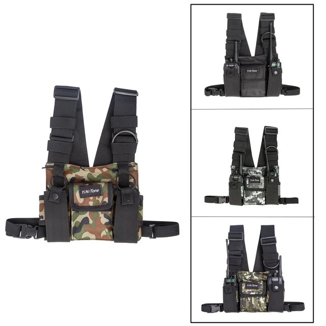 Universal Hands-Free Radio Vest Chest Rig Harness Bag Holster for Two Way  Radio Multifunction Universal