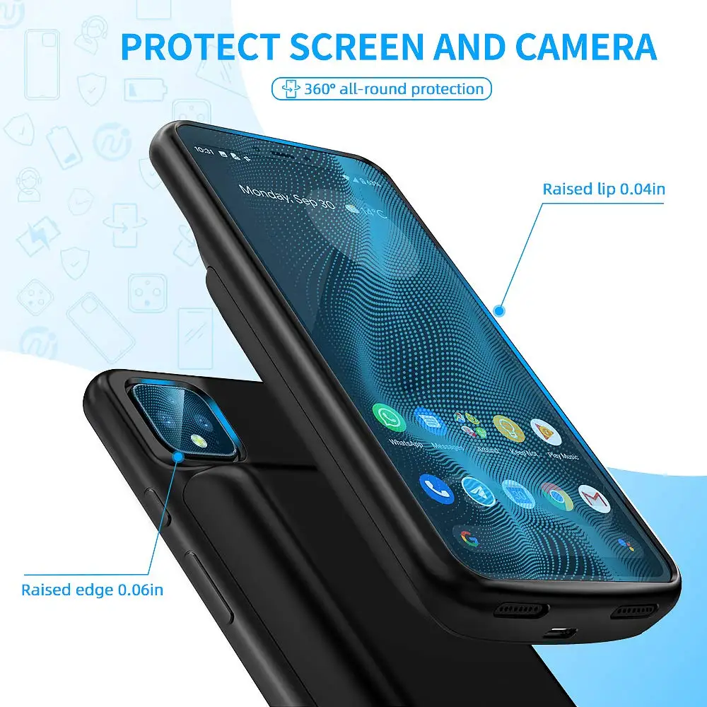 Чехол для аккумулятора NEWDERY для Google Pixel 4 XL 10000 мАч, портативный защитный чехол для зарядки, чехол для резервного зарядного устройства для Pixel 4XL
