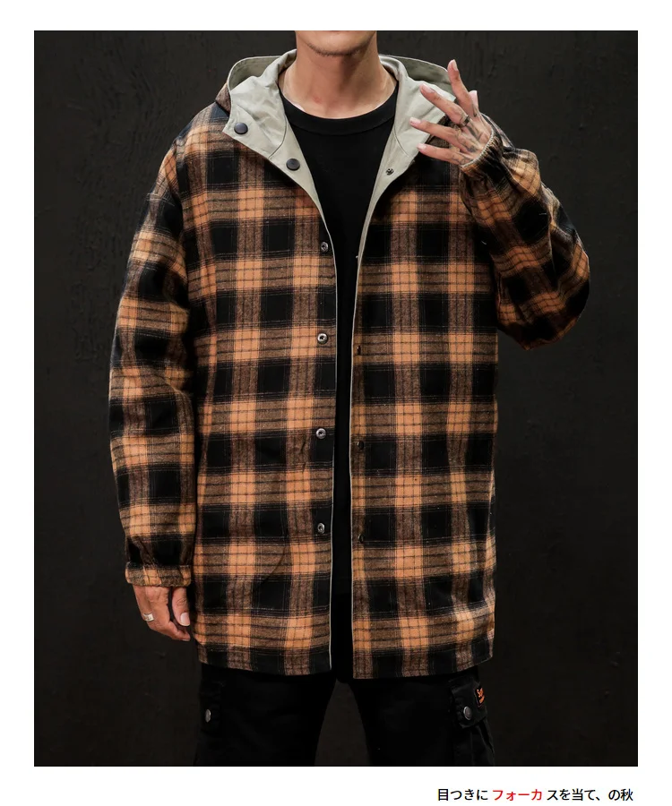 Autumn New Double-faced Jacket Men's Fashion Retro Casual Plaid Jacket Man Streetwear Wild Loose Hip Hop Bomber Jacket M-5XL