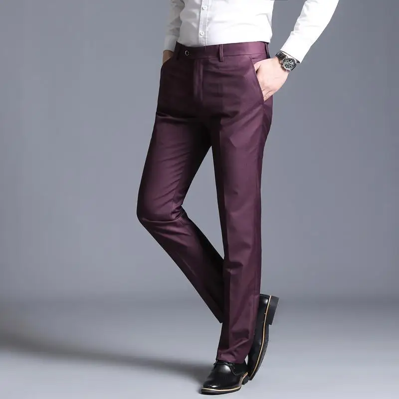 Мужские костюмные брюки Slim Fit плоский передний платье-стретч брюки формальные брюки мужские брюки в деловом стиле плюс размер праздничная одежда брюки для мужчин 38