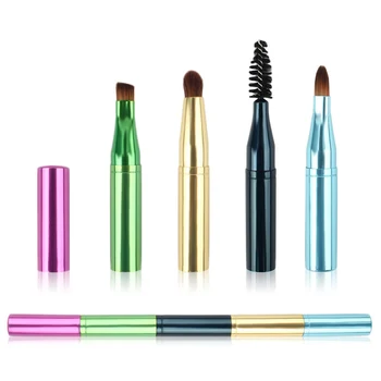 

Super Cute 4 in 1 Travel Compact Size Make-Up Brush for Eyebrow Eyeshadow Eyeliner and Lips on 1 Handle
