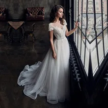 Eightale, винтажное свадебное платье с короткими рукавами, с аппликацией, кружевное, ТРАПЕЦИЕВИДНОЕ, белое, на заказ, длинное свадебное платье принцессы, платье невесты