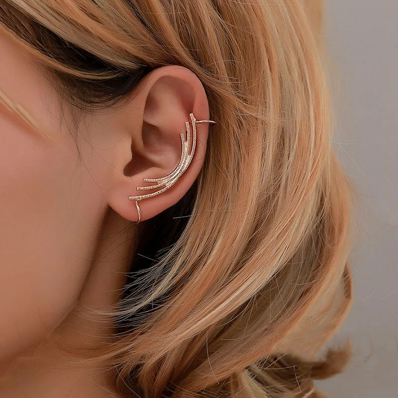 

2PC Gold Silver Ear Cuff Earrings Punk Metal Women Clip Earrings No Piercing Men EaringsUnisex Couple Earcuff Jewelry oorbellen