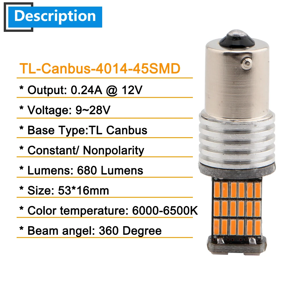 50X Canbus 12V 4014 45 поверхностный, оранжевый красный, Белый 1156 BA15S 1157 BAY15D автомобиль грузовик светодиодный лампы поворота Задний сигнальный фонарь ошибок