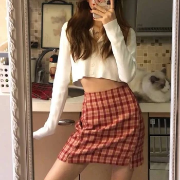 

Plaid Pattern Skirt Women Chic Kawaii Short Skirts Leisure Fashion Chic Comfortable Korean Sexy Mini Skirts Female Skirt
