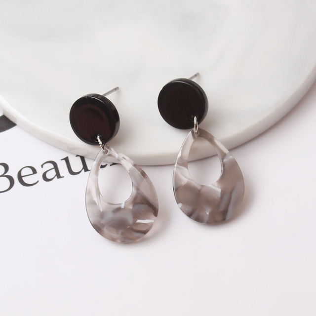 Acrylic Tortoise Color Small Water Droplets Dangle Earrings For Women Statement Resin Earrings Boho Party Jewelry Gift