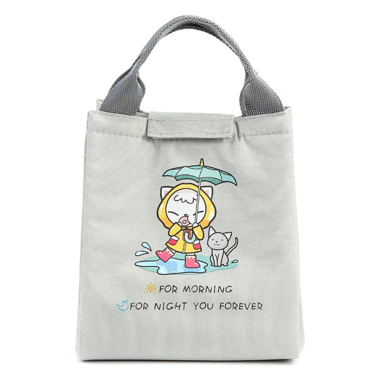 gray New Lunch Bags Women Portable Functional oxford Stripe Insulated Thermal Food Picnic Kids Cooler Lunch Box Bag Tote - Цвет: gray