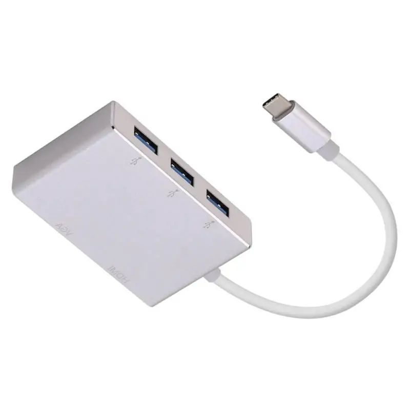 USB C к HDMI VGA 3 USB3.0 конвертер портативный 5 в 1 концентратор переходник разветвитель Совместимость с оборудованием высокой четкости