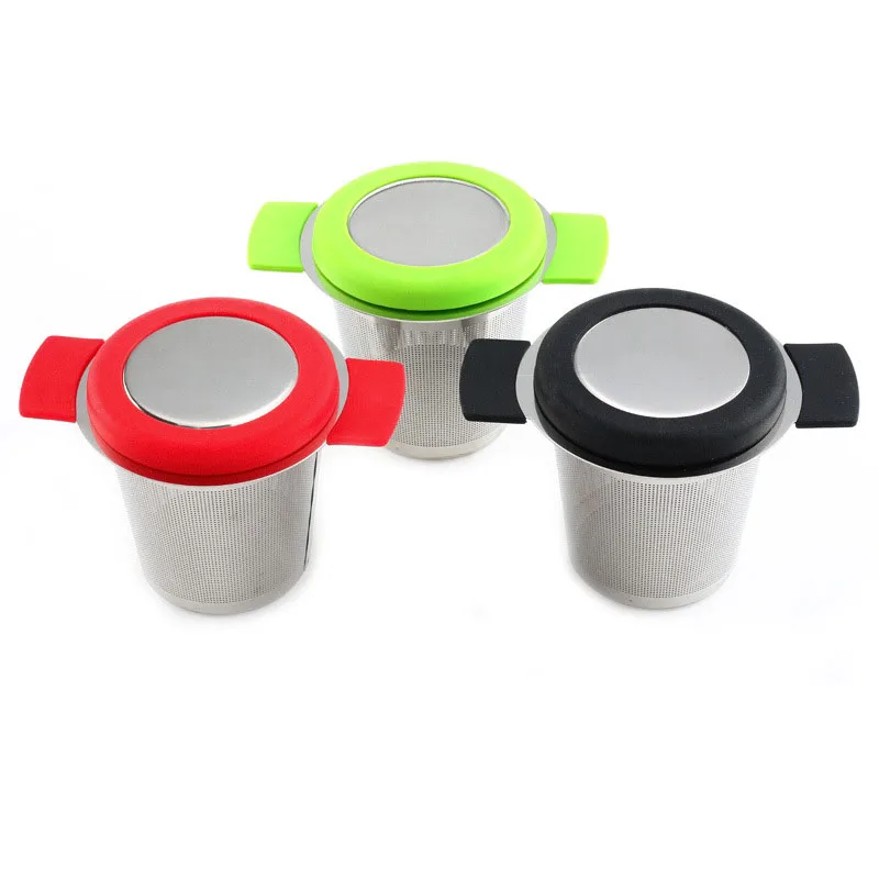 Многоразовая чайная корзинка для заварки из нержавеющей стали, сетчатый фильтр для чая с 2 ручками, с крышкой, фильтры для чая и кофе