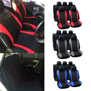 

LEEPEE Full Car Seat Cover Interior Accessories Seat Protector Gray Black Seat Covers Car-Styling Universal Fit Most Cars