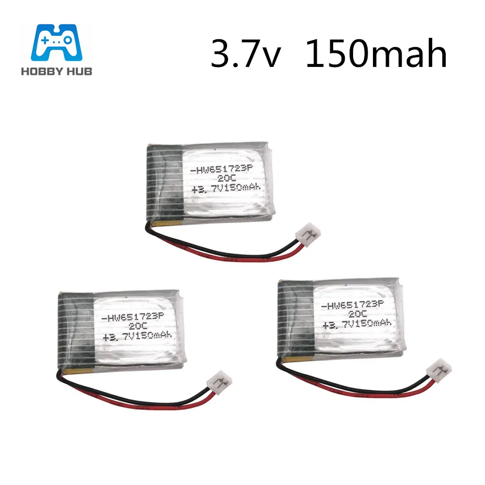 3/4/5 шт 3,7 v 150 mah литий-полимерный Батарея для запасные части для H20-04 RC Quadcopter3.7 v 150 мА-ч для H20 литий Батарея 1,25 мм штекер 651723