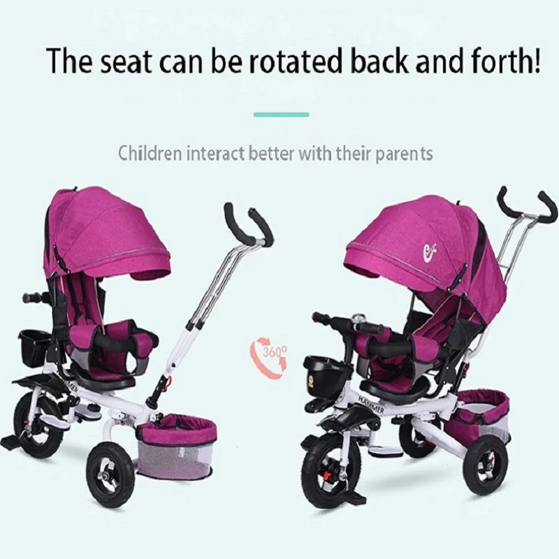 Multifunction Folding Can Sit And Lie Children's Tricycle Baby Stroller Bicycle Reclining Seat Space Wheel Three Wheels Stroller