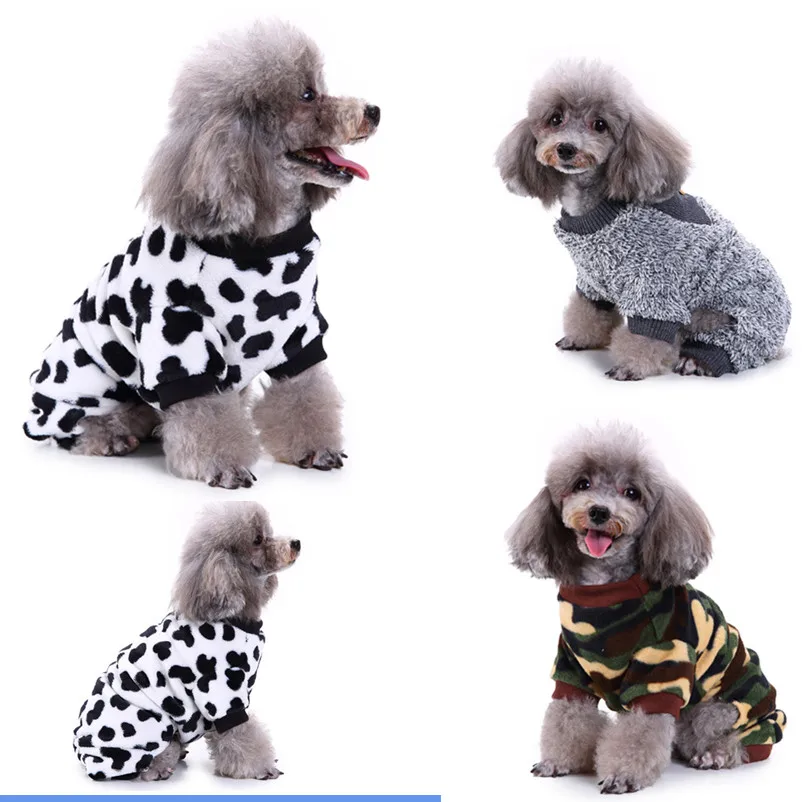 Пижама с камуфляжным принтом для собак, снеговиков, коровы, Пушистые Комбинезоны и комбинезоны для собак, мягкая одежда для щенков, костюмы